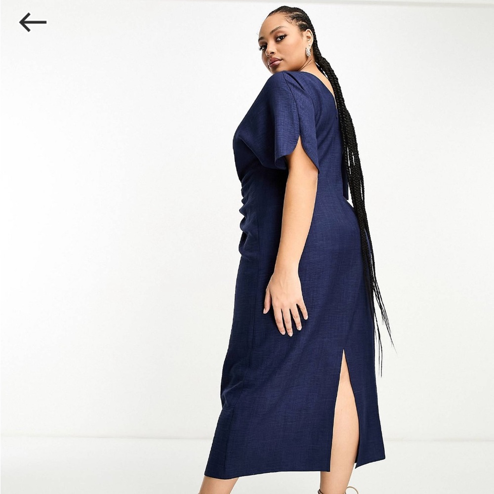 Asos Design Curve Linen-Look Flutter Sleeve Midi … - image 2